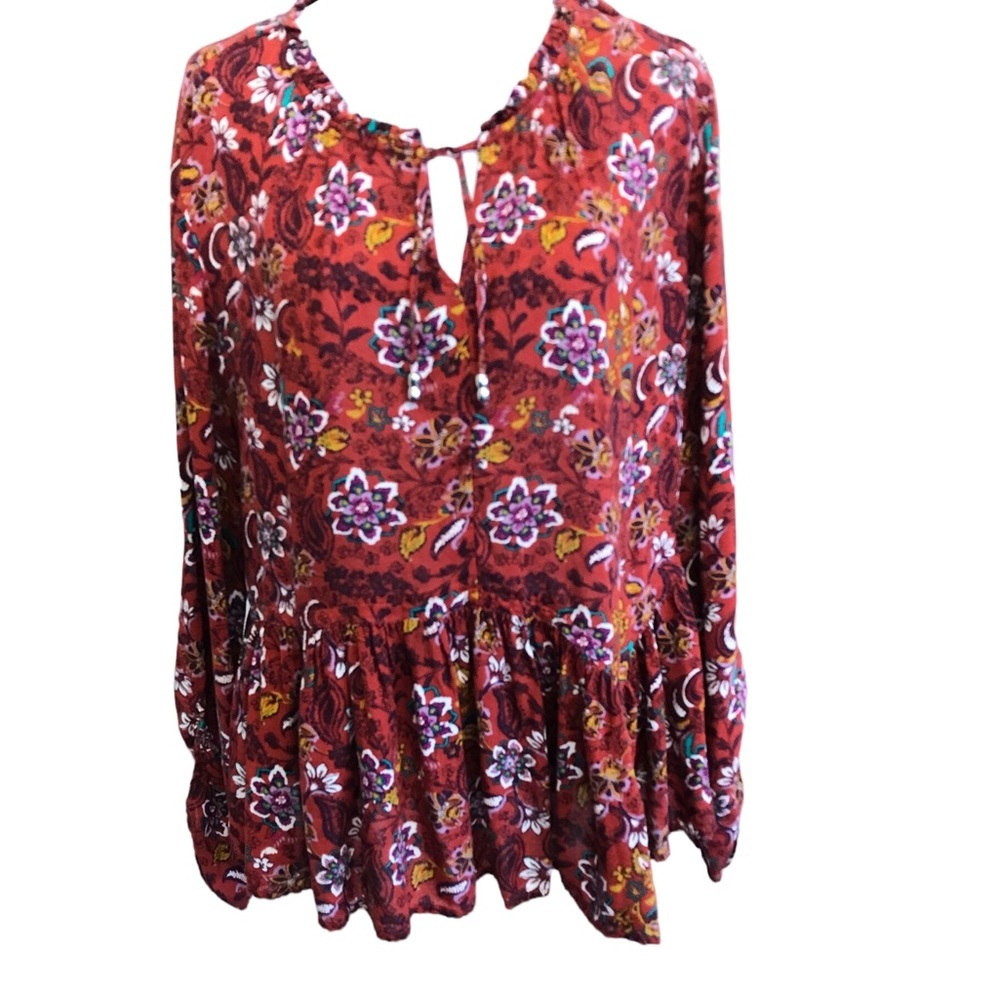 Time and Tru Long Sleeve Paisley Blouse Women’s 8-10
